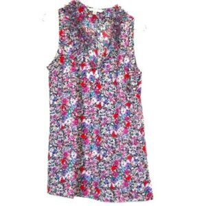 CAbi Womens Liberty Blouse Top Small Floral Sleeveless Ruffle Fairy Cottage #355